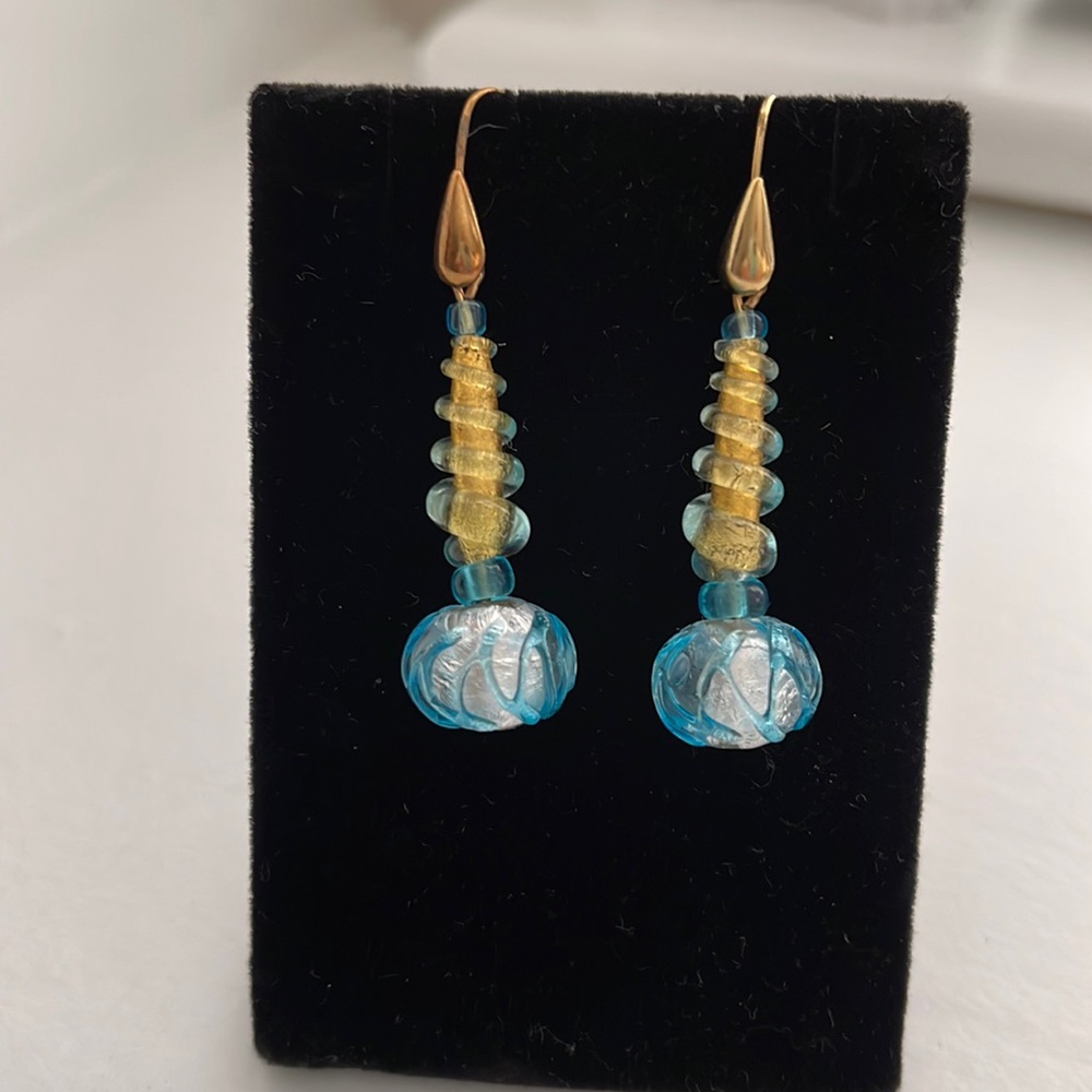 Artisan hand blown glass drop earrings